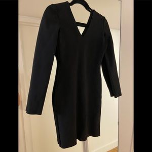 Long sleeved V- neck sheath mini dress, The Row